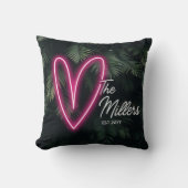 Tropical Neon Heart Couple Jubiläum Kissen (Vorderseite)