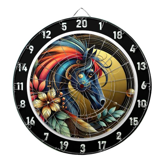 Tropical Neon Horse Escape Artwork Dartscheibe (vorne)