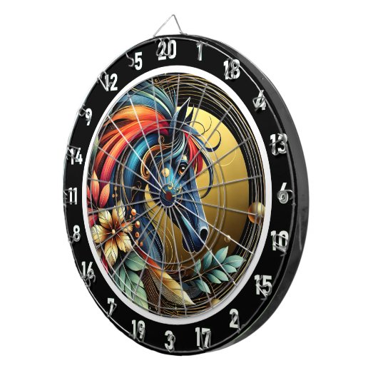 Tropical Neon Horse Escape Artwork Dartscheibe (Vorderseite rechts)