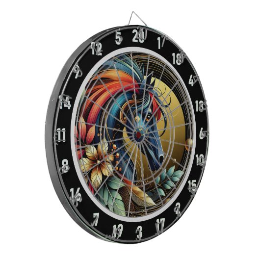 Tropical Neon Horse Escape Artwork Dartscheibe (Vorderseite Links)