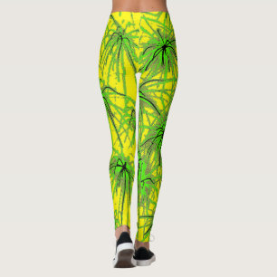 Tropical Neon Leaf Leggings