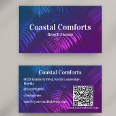 Tropical Neon Vacation Rental Business Card Visitenkarte