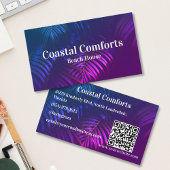 Tropical Neon Vacation Rental Business Card Visitenkarte