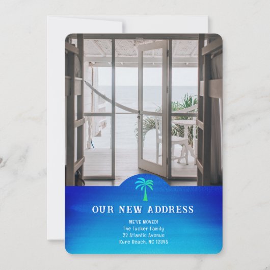 Tropical New Address Bright 2-Foto Moving Card (Vorderseite)