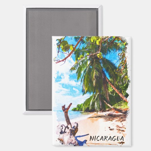 Tropical Nicaragua Beach Watercolor Reisen Magnet (Vorderseite/Rückseite)