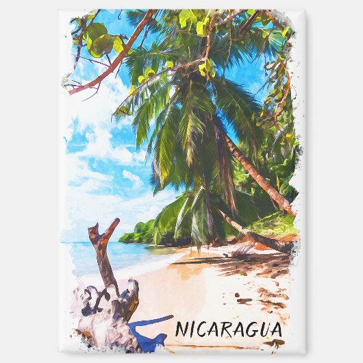 Tropical Nicaragua Beach Watercolor Reisen Magnet (Vorderseite)