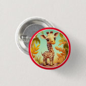 Tropical Niedlich Baby Giraffe Cartoon Button (Vorne & Hinten)