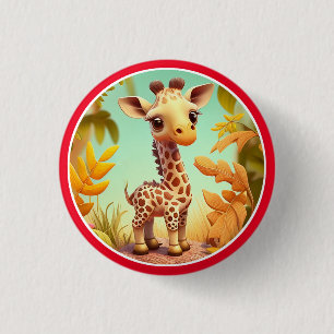 Tropical Niedlich Baby Giraffe Cartoon Button