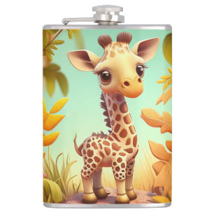 Tropical Niedlich Baby Giraffe Cartoon Flachmann