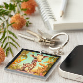 Tropical Niedlich Baby Giraffe Cartoon Schlüsselanhänger (Vorderseite rechts)