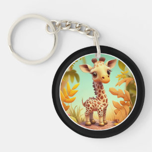 Tropical Niedlich Baby Giraffe Cartoon Schlüsselanhänger