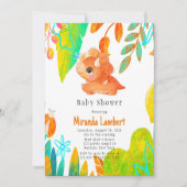 Tropical Niedlich Orange Dinosaur Babydusche Invit Einladung (Vorderseite)