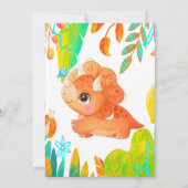 Tropical Niedlich Orange Dinosaur Babydusche Invit Einladung (Rückseite)