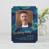 Tropical Night Foto Geburtstagsparty Einladung (Stehend Vorderseite)