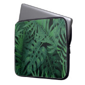 Tropical Night Green: Muster für exotische Pflanze Laptopschutzhülle (Vorderseite Links)