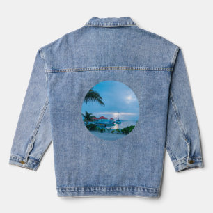 Tropical Oasis Denim Jacke: Palmen & Resort Jeansjacke