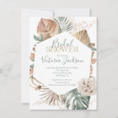 Tropical Oasis Palm Leaf Gold Brautparty Einladung (Vorderseite)