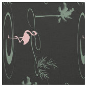 Tropical Oasis Palm Tree Flamingo Schwarzes Muster Stoff (Nahaufnahme)