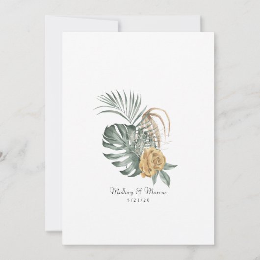 Tropical Oasis Pampas Island Wedding Einladung (Rückseite)