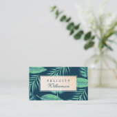 Tropical Oasis Watercolor Palm Leaf & Foliage Visitenkarte (Stehend Vorderseite)