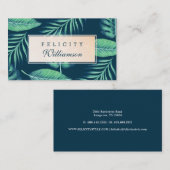 Tropical Oasis Watercolor Palm Leaf & Foliage Visitenkarte (Vorne/Hinten)