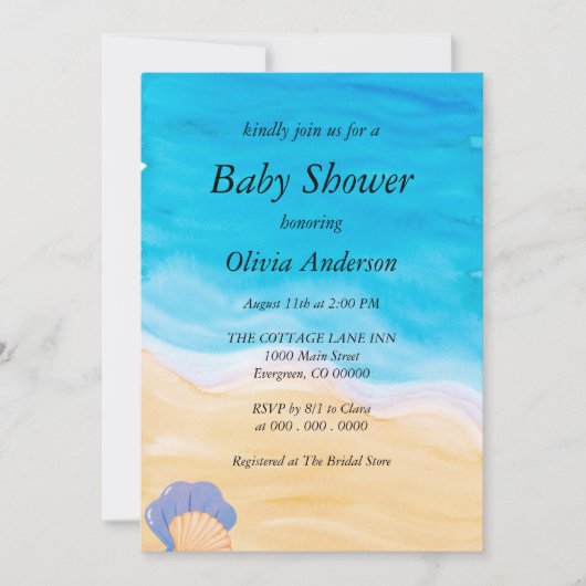 Tropical Ocean Beach Baby Dusche Einladung (Vorderseite)