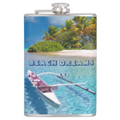 Tropical Ocean Beach Dreams Typografie Flachmann (Vorderseite)