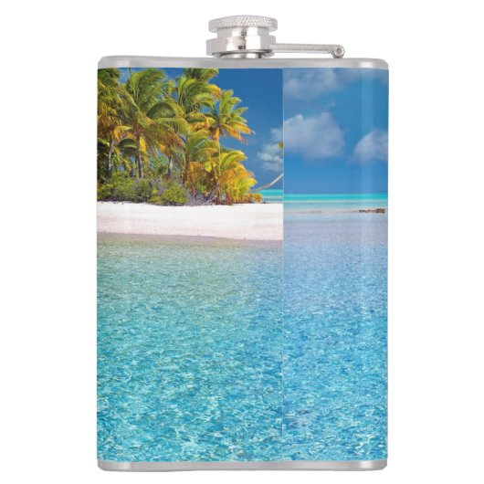 Tropical Ocean Beach Dreams Typografie Flachmann (Rückseite)