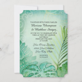 Tropical Ocean Beach Elephants Ohr Blätter Palm Ar Einladung