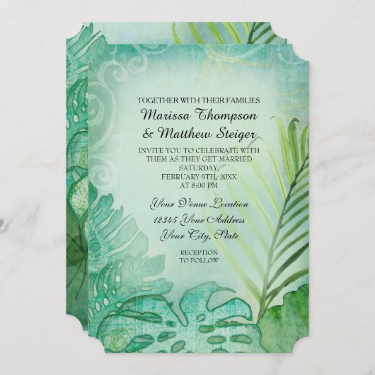 Tropical Ocean Beach Elephants Ohr Blätter Palm Ar Einladung (Vorne/Hinten)