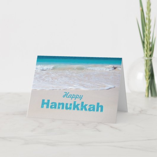 Tropical Ocean Beach Hanukkah Grußkarte Feiertagskarte (Vorderseite)