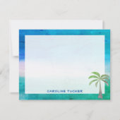 Tropical Ocean Beach Palm Tree Stationery Mitteilungskarte (Vorderseite)