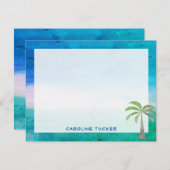Tropical Ocean Beach Palm Tree Stationery Mitteilungskarte (Vorne/Hinten)