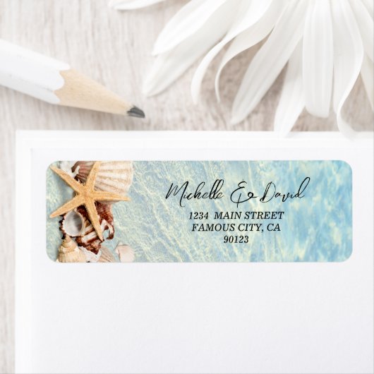 Tropical Ocean Beach Seashell Address Label (Insitu)