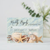 Tropical Ocean Beach Seashell RSVP Card (Stehend Vorderseite)