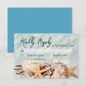 Tropical Ocean Beach Seashell RSVP Card Karte (Vorne/Hinten)