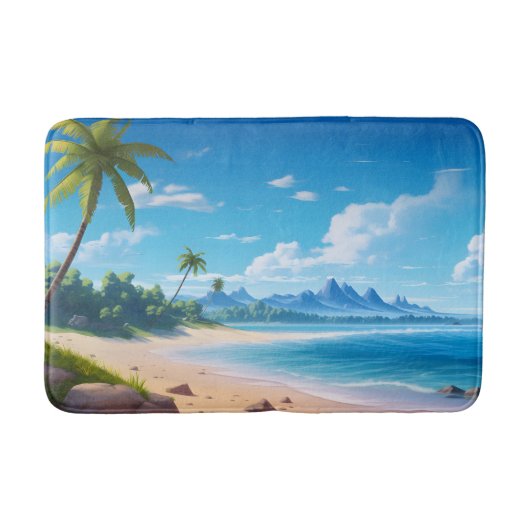 Tropical Ocean Island Sandy Beach Shore Badematte (Vorderseite)