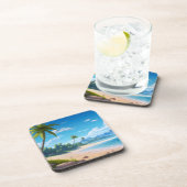Tropical Ocean Island Sandy Beach Shore Getränkeuntersetzer (Rechte Seite)