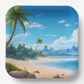 Tropical Ocean Island Sandy Beach Shore Pappteller (Vorderseite)