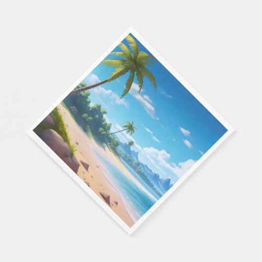 Tropical Ocean Island Sandy Beach Shore Serviette (Ecke)