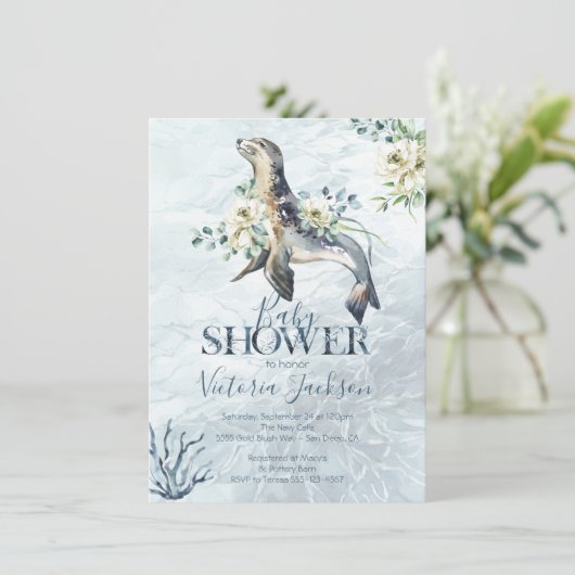 Tropical Ocean Siegel Baby Dusche Einladungen (Stehend Vorderseite)