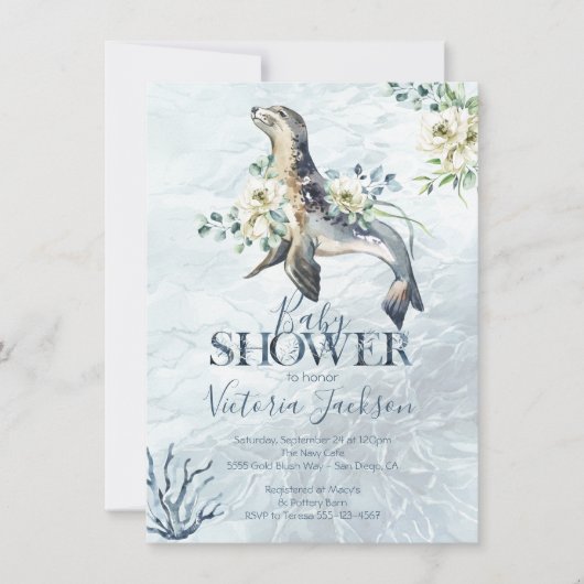 Tropical Ocean Siegel Baby Dusche Einladungen (Vorderseite)