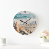 Tropical Ocean View Beach Life Starfish Waves Große Wanduhr (Zuhause)