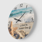 Tropical Ocean View Beach Life Starfish Waves Große Wanduhr (Winkel)