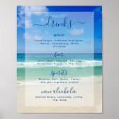 Tropical Ocean Waves Foto Beach Bar Drinks Menü Poster (Vorne)