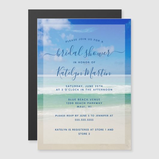 Tropical Ocean Waves Foto Beach Brautparty Magneteinladung (Vorne/Hinten)