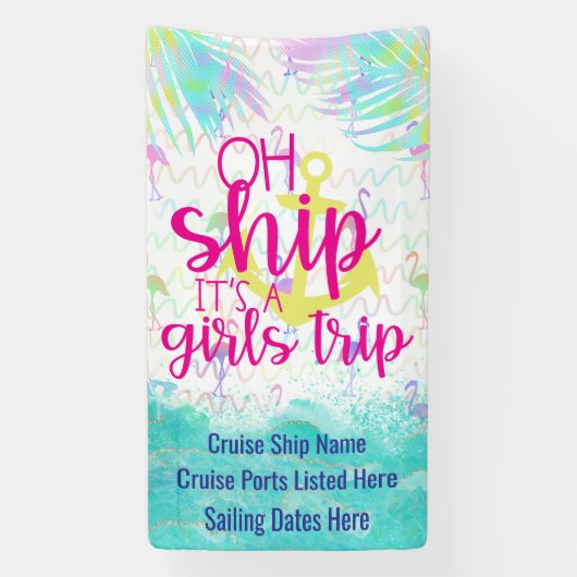 Tropical Oh Ship It's a Girls Trip | Cruise Door Banner (Vertikal)