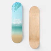 Tropical Ombre Beach Summer Vibes Monogram Skateboard (Vorderseite)