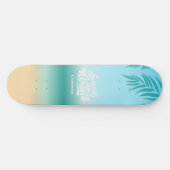Tropical Ombre Beach Summer Vibes Monogram Skateboard (Horizontal)