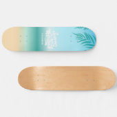 Tropical Ombre Beach Summer Vibes Monogram Skateboard (Horizontal)